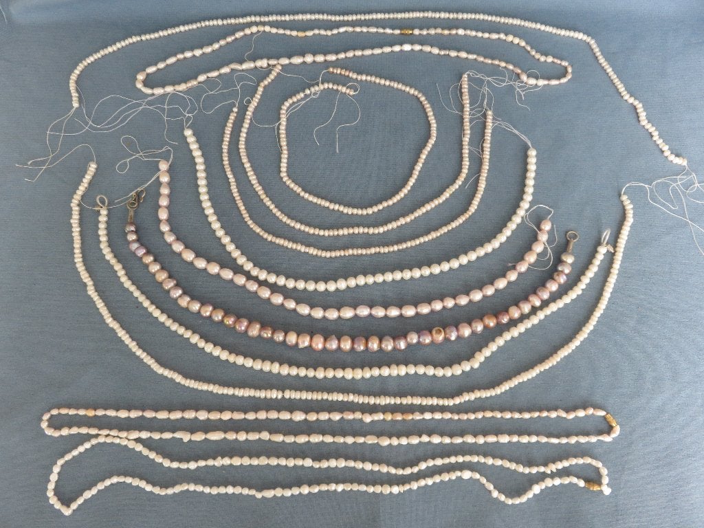 Collectie zoet water parel snoeren - 20e eeuw, Sieraden, Tassen en Uiterlijk, Kettingen, Ophalen of Verzenden, Zo goed als nieuw