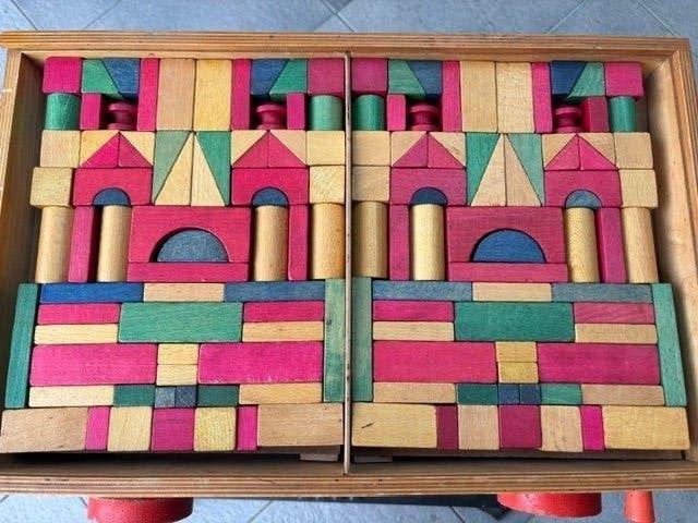 Vintage houten blokkendoos., Ophalen of Verzenden