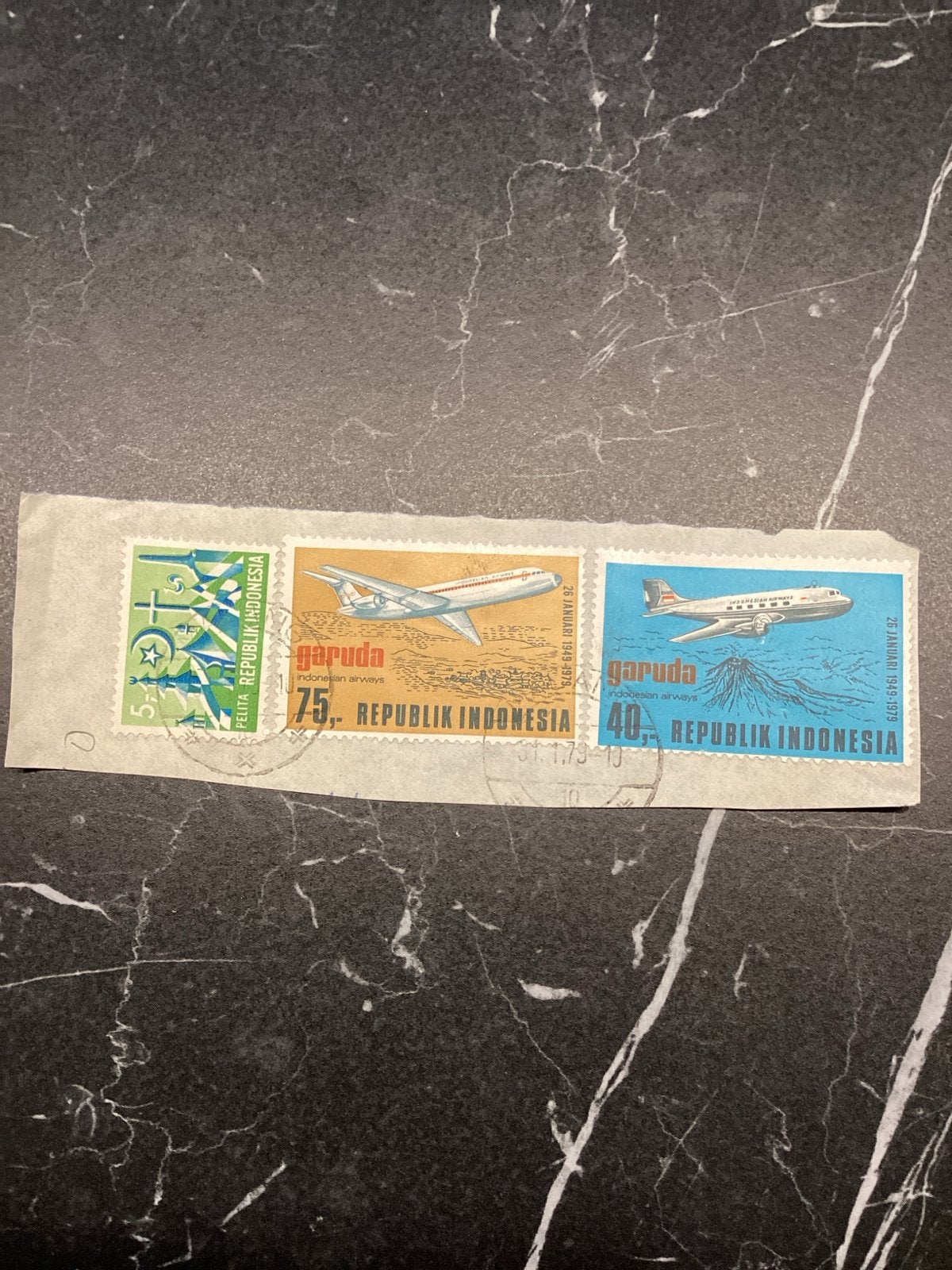 Indonesische postzegels Garuda Airlines 1979, Ophalen of Verzenden, Gestempeld, Zuidoost-Azië