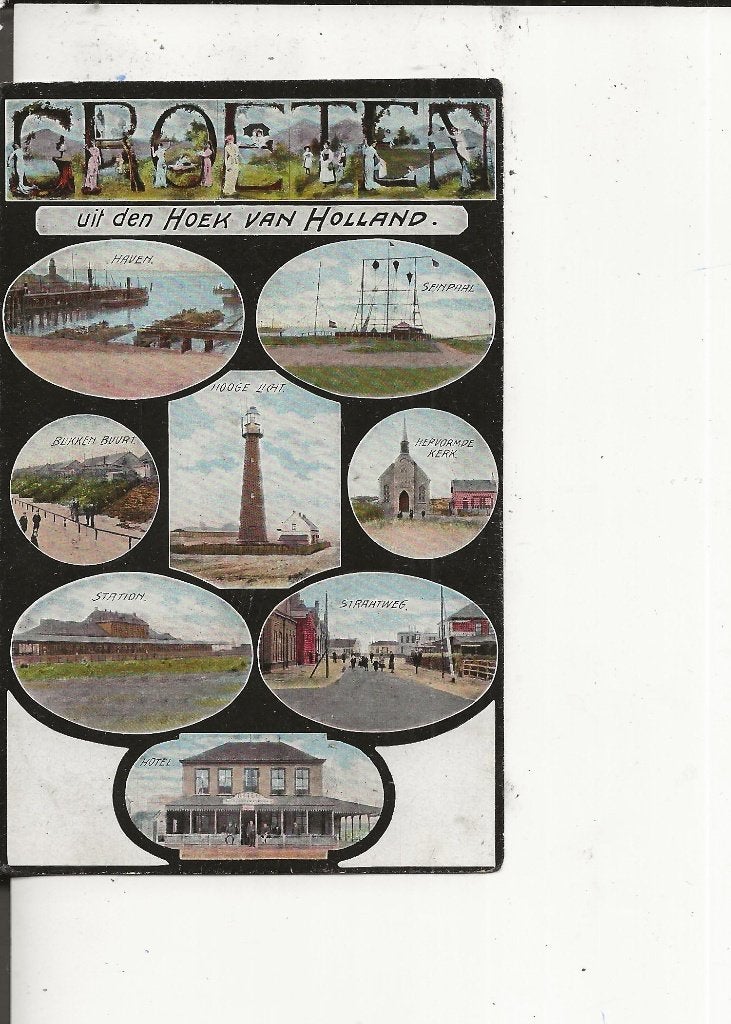 Hoek v Holland Achtluik met Station 5-2-1918, Verzamelen, Ansichtkaarten | Nederland, Ophalen of Verzenden, Voor 1920, Gelopen