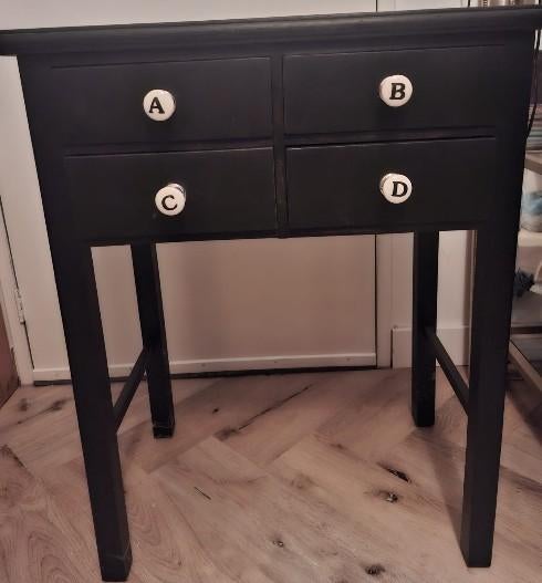 Brocante bijzettafel, Ophalen, Gebruikt, 50 tot 100 cm, Vierkant