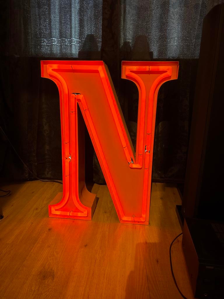 Neon letter N - echt neon, geen LED, Vintage, Gebruikt, Ophalen of Verzenden, Oranje