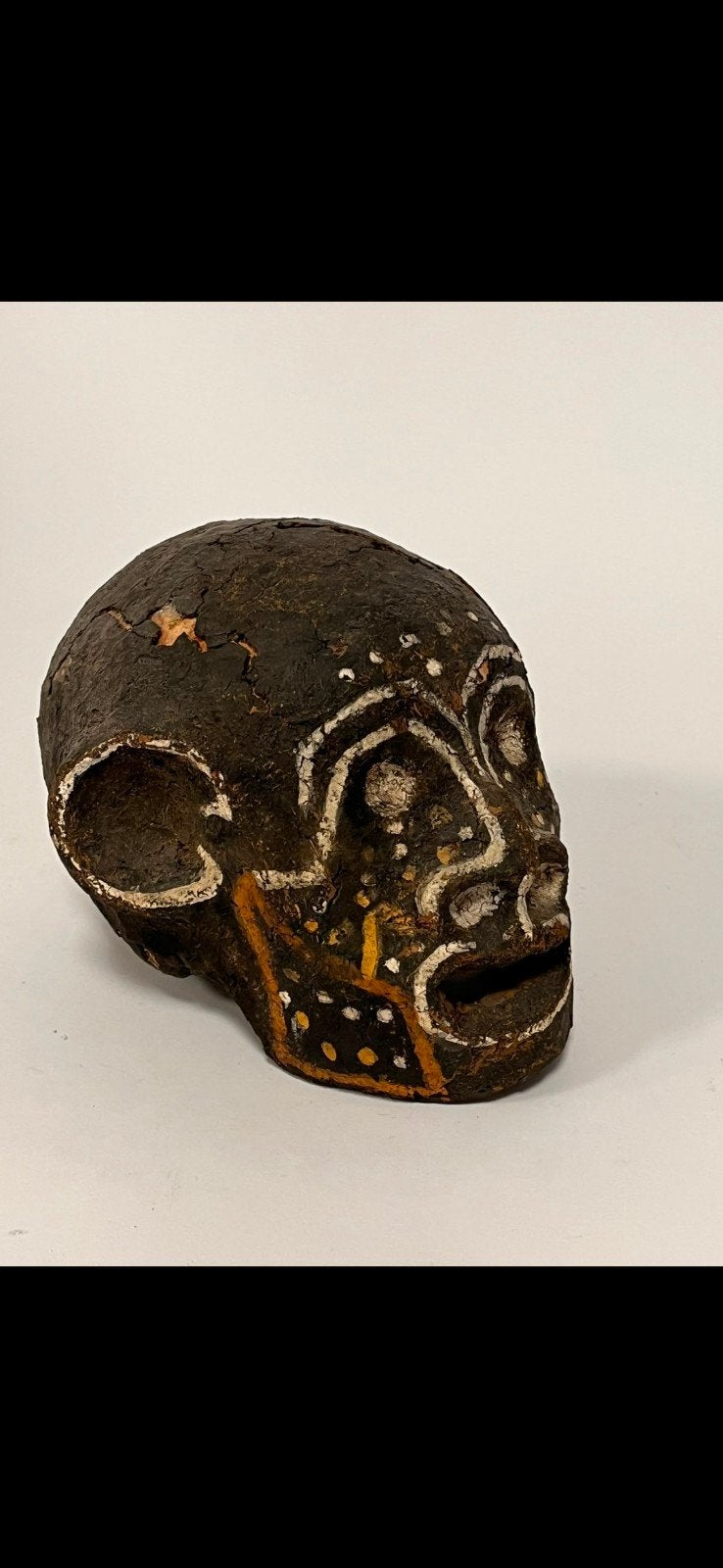 Schedel Vanuatu tribal art, Zwart, Ophalen of Verzenden, Geschilderd, Natuurlijk materiaal
