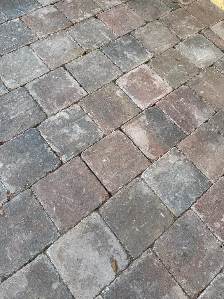16m2 20x20x6cm getrommelde terras klinkers/tegels, Ophalen of Verzenden, Zo goed als nieuw, Beton, Klinkers
