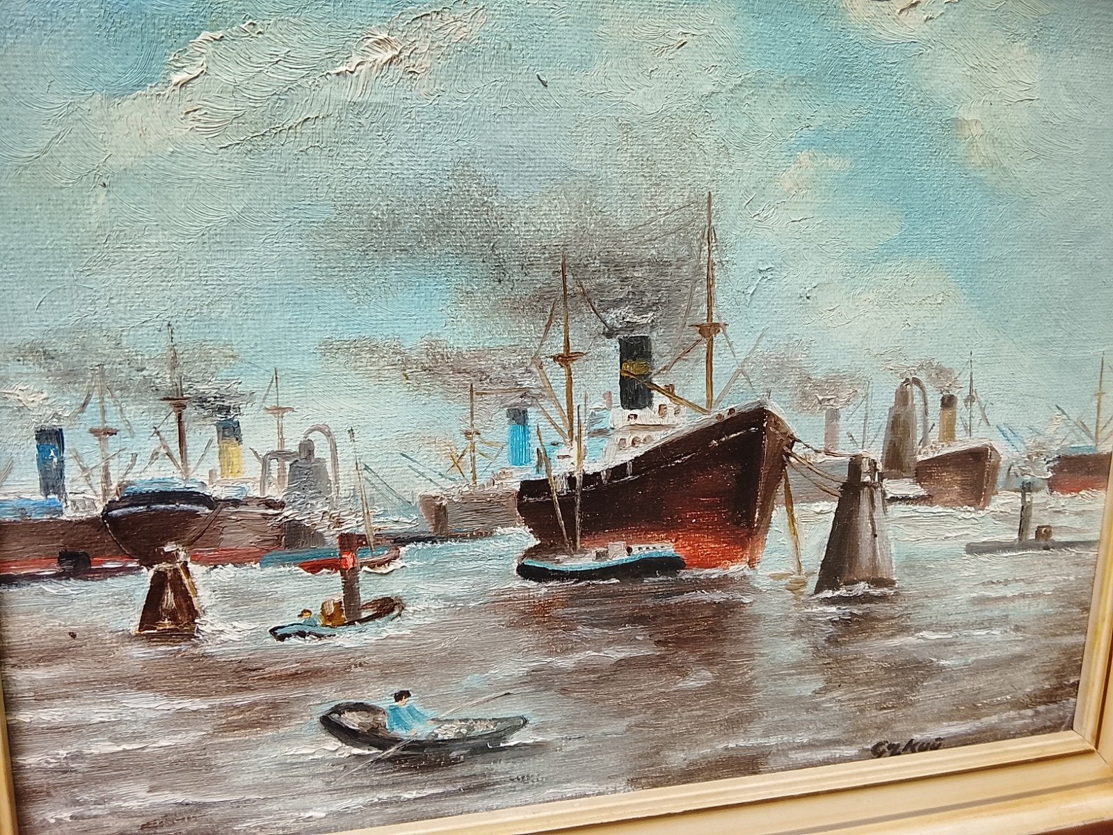Oud schilderij schepen, Ophalen of Verzenden