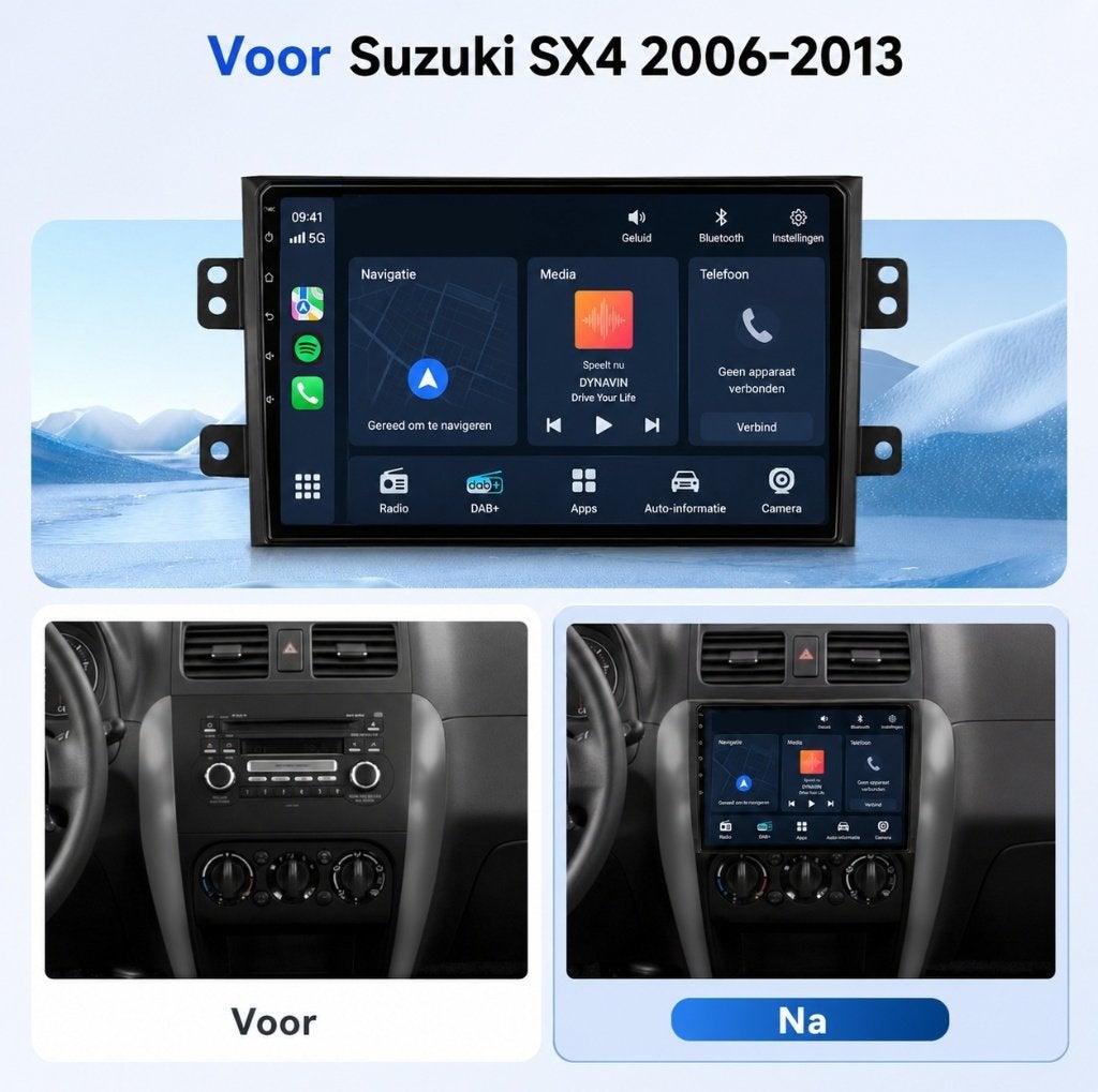 Android 16 Dynavin Navigatie Suzuki SX4 2011 apple carplay, Nieuw, Dynavin, Verkoop@inbouwnavigatie.com, Oberonweg 262