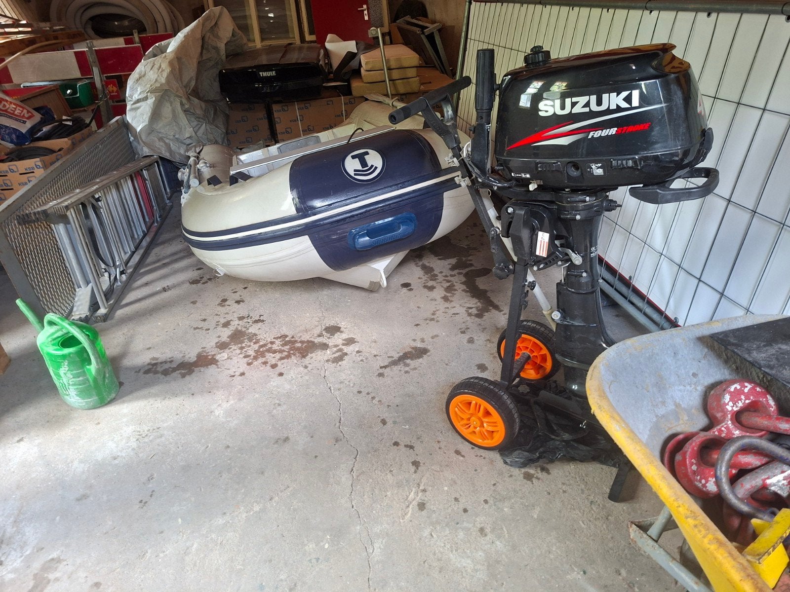 Talamex 2.70 Aluminiumbodem met Suzuki 4pk Buitenboordmotor, Watersport en Boten, Rubberboten, Ophalen, Aluminium, Gebruikt, Inclusief motor