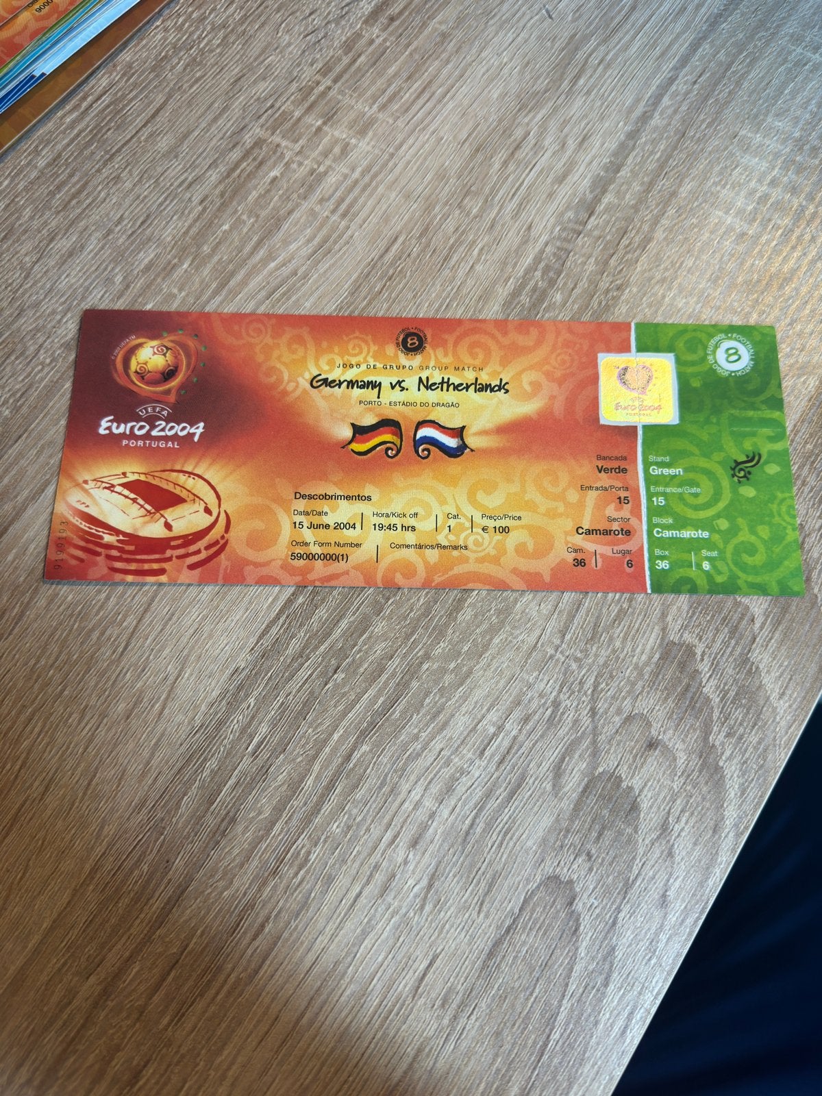 EK2004 Duitsland - Nederland Ticket, Verzamelen, Ophalen of Verzenden, Gebruikt, Overige binnenlandse clubs