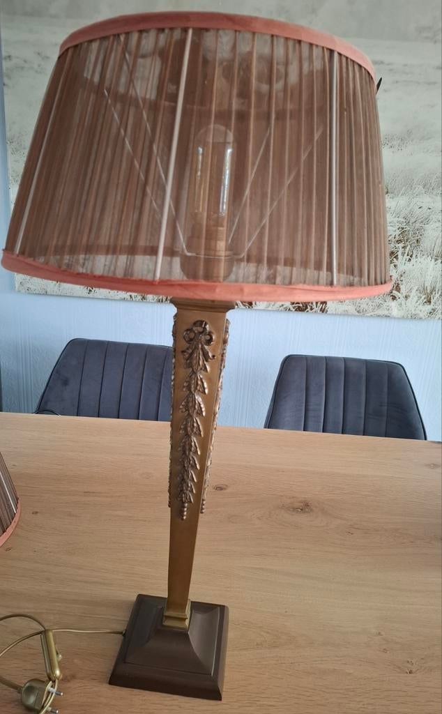 Prachtige Empire lamp met organza plisse kap, Ophalen of Verzenden, Stof, Minder dan 50 cm