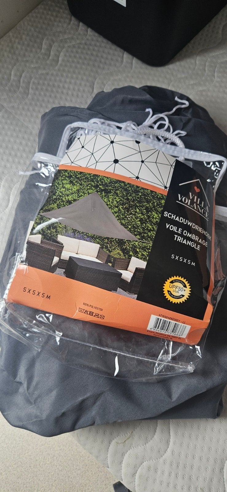 nieuw schaduwdoek van 5x5x5 mtr., Tuin en Terras, Ophalen, Nieuw, Minder dan 5 meter