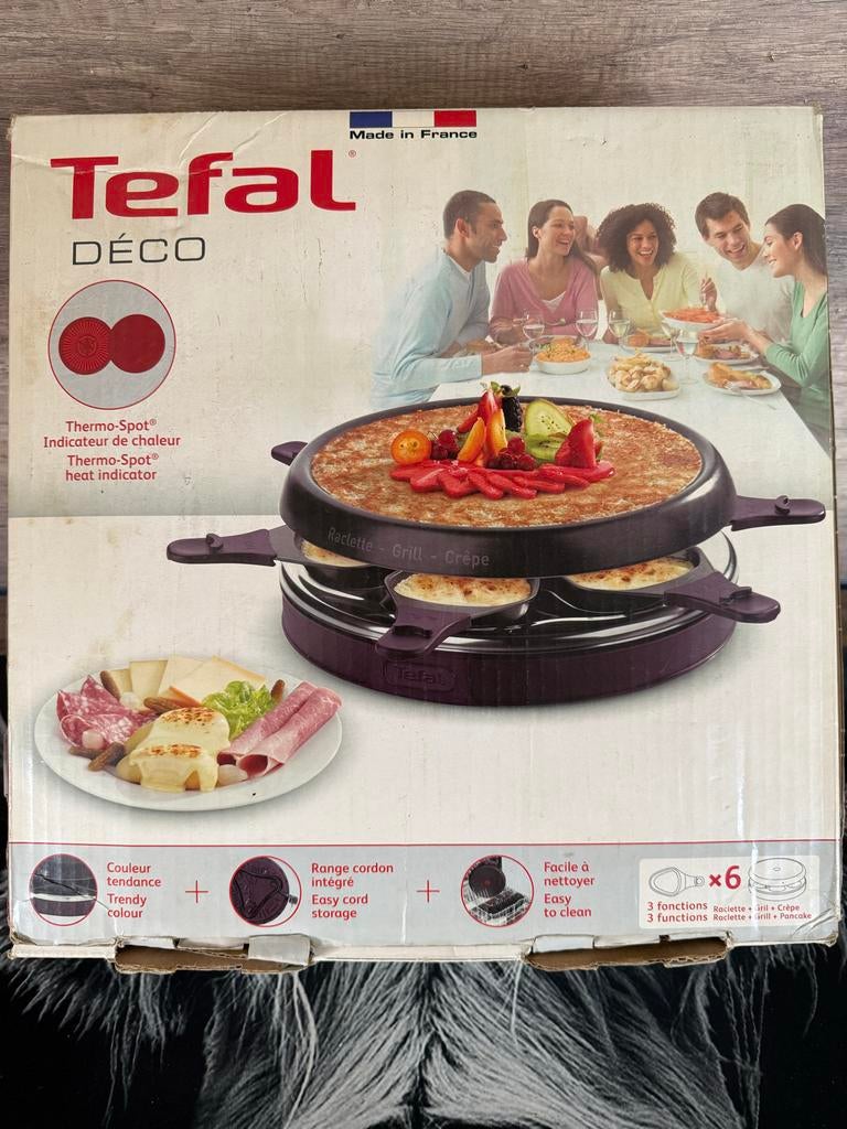 Tefal Déco Raclette, Grill & Crêpe apparaat voor 6 personen, Ophalen of Verzenden, Zo goed als nieuw, 4 t/m 7 personen