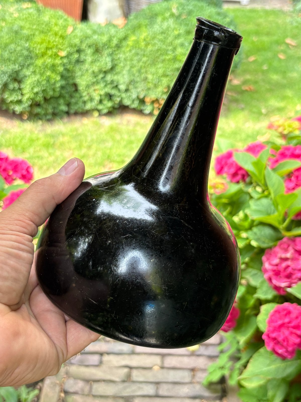 Antieke Zwarte Kattekop Fles (Paardehoef) 1730-1760, Ophalen of Verzenden