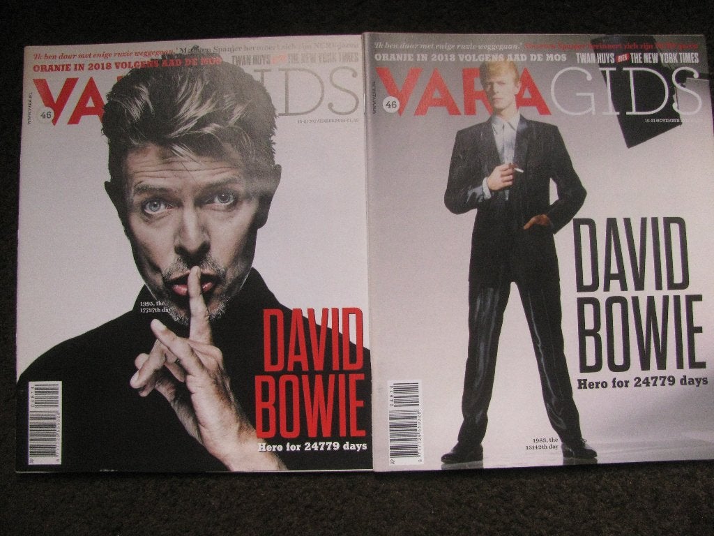 2 X VARA Gids uit 2014 - David Bowie / Hero for 24779 Days, Verzenden, Gebruikt, Boek, Tijdschrift of Artikel