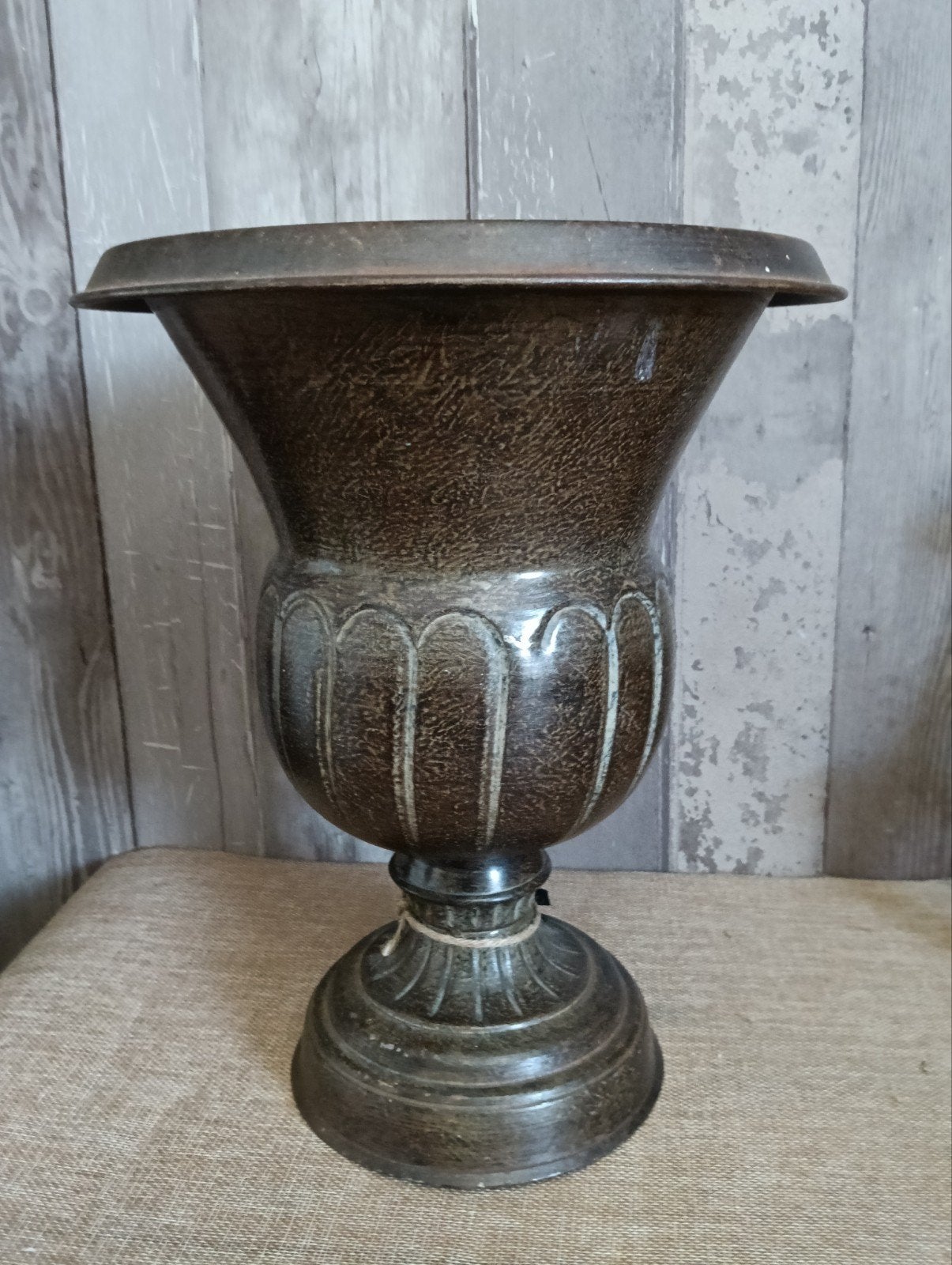 Metalen pot/vaas - 34 cm hoog, 24 cm doorsnee, Ophalen of Verzenden