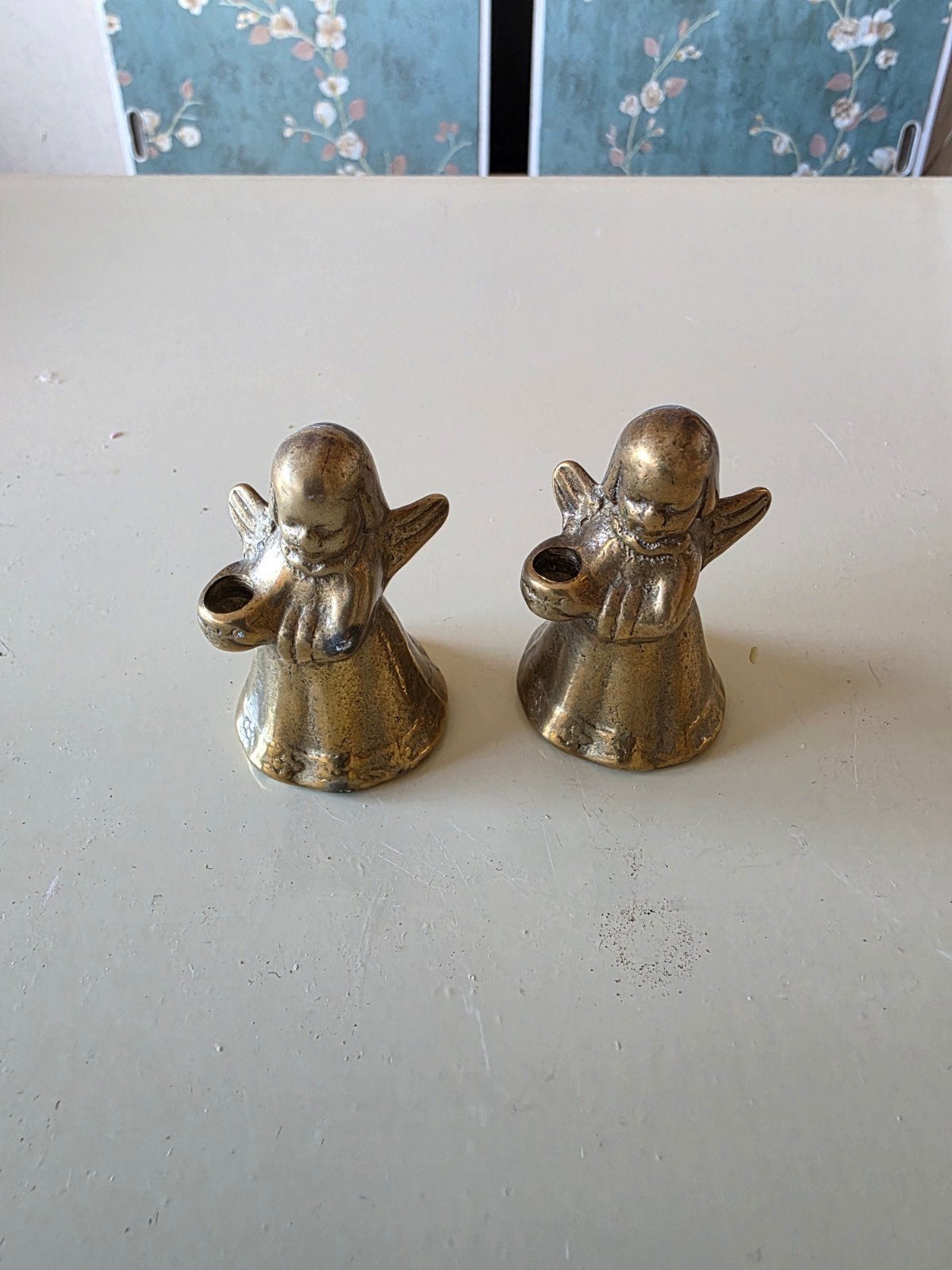 Twee koperen engeltjes - 6,5 cm hoog, Ophalen of Verzenden, Koper of Brons