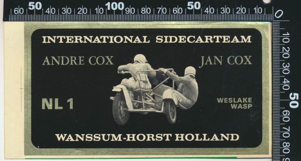 Sticker: International Sidecarteam Cox en Cox - Wanssum, Ophalen of Verzenden, Zo goed als nieuw, Auto of Motor