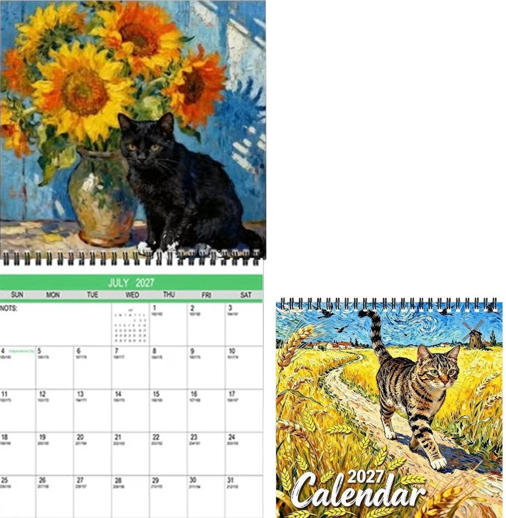 2027 Kalender Cat Aesthetic - Katten kalender, Verzenden, Maandkalender, Nieuw