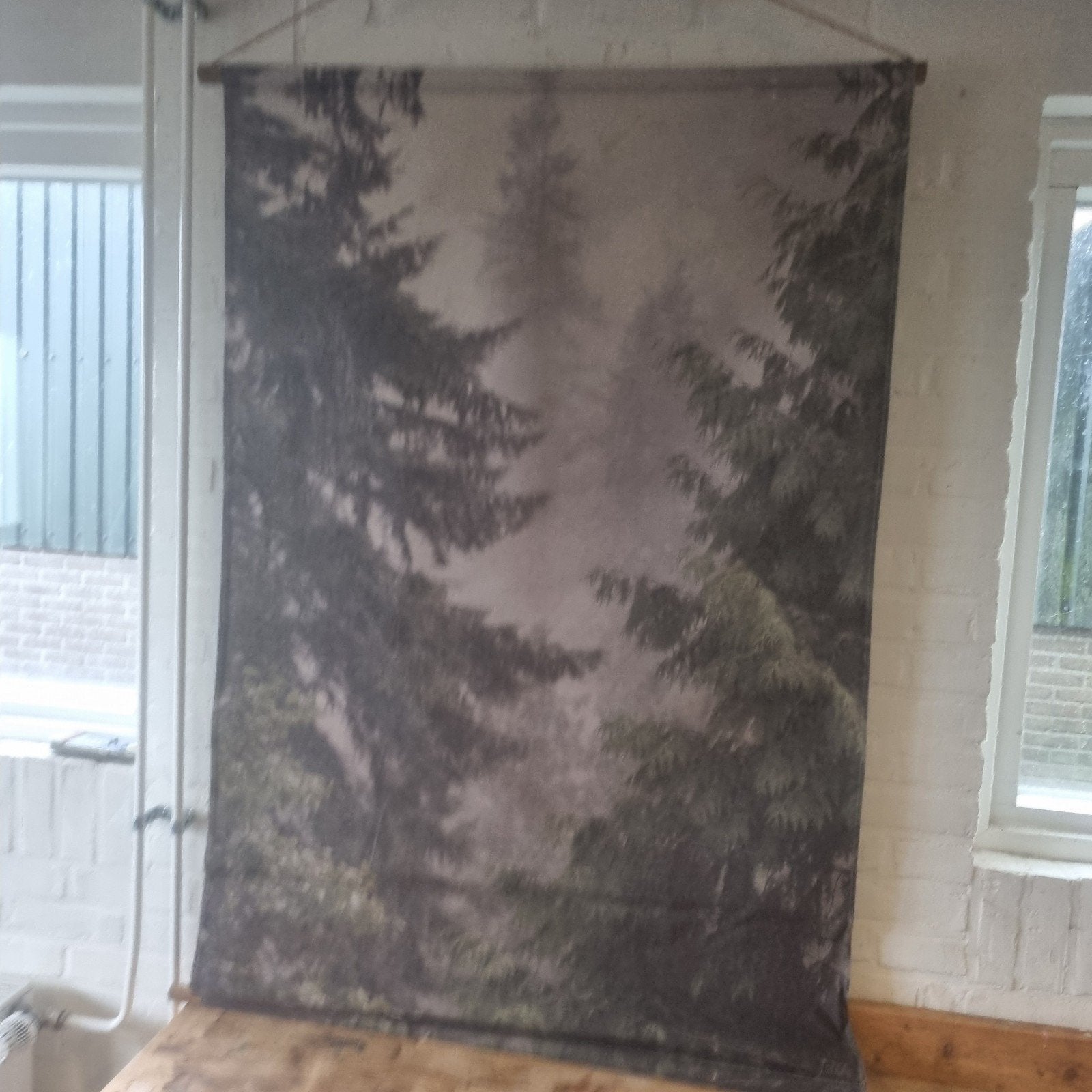 Wanddoek met dennen bomen bos, Ophalen, Nieuw, Schilderij