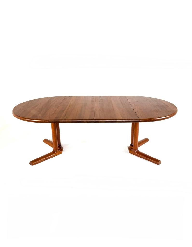 Vintage XL verlengbare teakhouten eettafel, Dyrlund ‘70, Vintage retro buisframe design rotan webbing papercord deens, Rond, 200 cm of meer