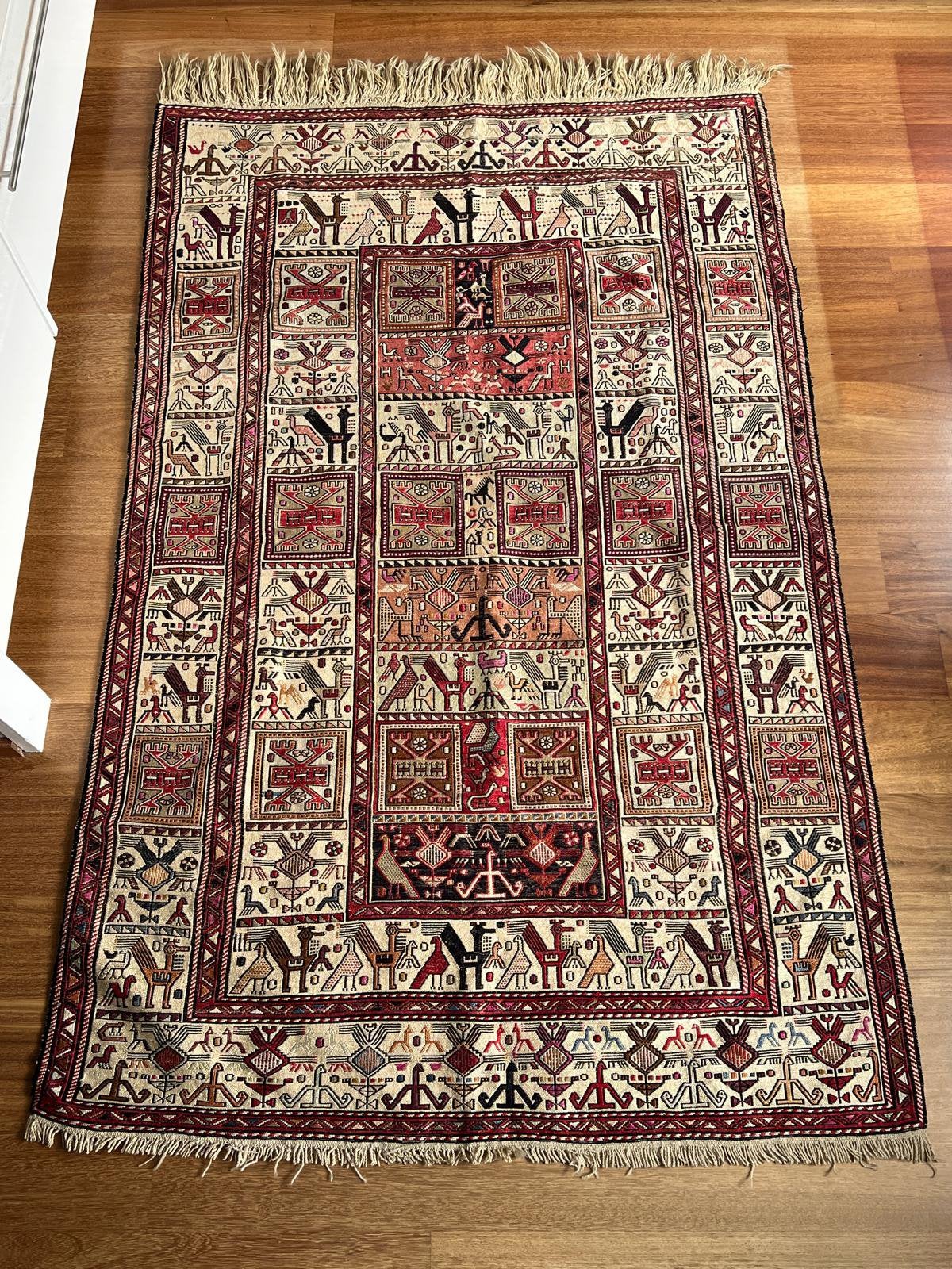 Shahsavan Soumak Kilim, authentiek handwerk, 125 x 190, Zwart, 100 tot 150 cm, Ophalen of Verzenden, Zo goed als nieuw