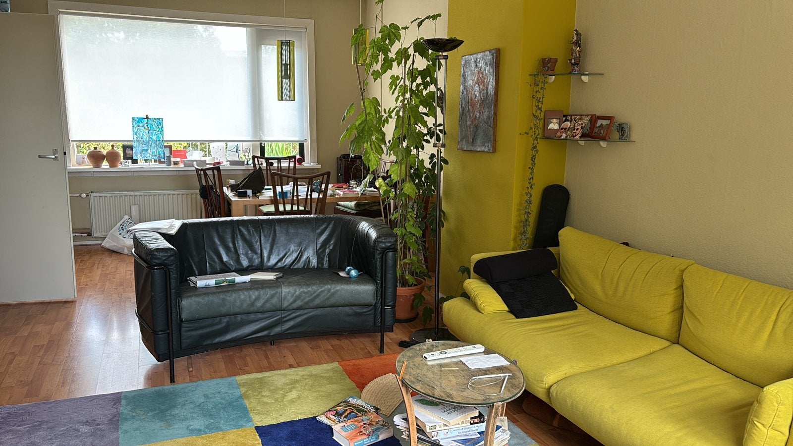 Groen leren bankje (tweezitter), Ophalen, Gebruikt, 150 tot 200 cm, Tweepersoons