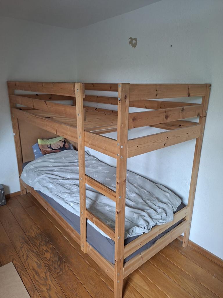 Stevig IKEA Mydal stapelbed, 90 x 200 cm excl matras, Huis en Inrichting, Ophalen, 90 cm, Tweepersoons, Zo goed als nieuw