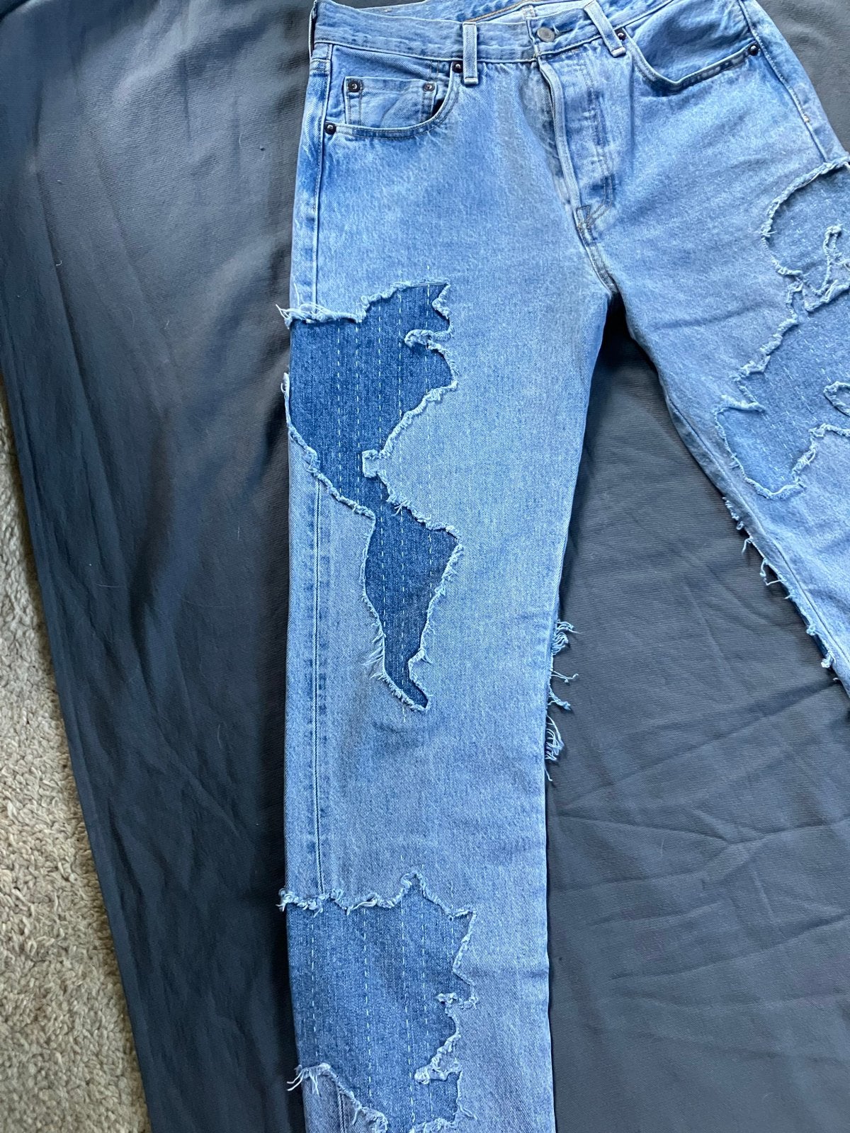 Levi's 501 1980s Made in Japan Patchwork Jeans W29 L32, Ophalen of Verzenden, Zo goed als nieuw, Blauw, Overige jeansmaten