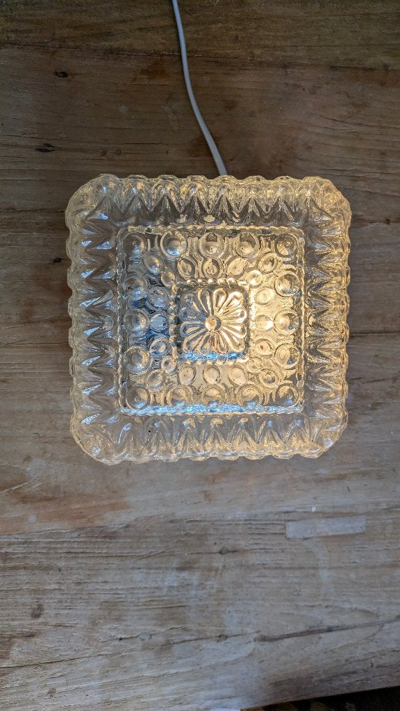 Plafondlamp glas vierkant, 18 cm, Vintage, Dimbaar, Overige kleuren
