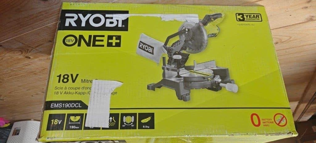 Ryobi ONE+ EMS190DCL 18V Afkortzaag 190mm NIEUW, Doe-het-zelf en Verbouw, Nieuw, Ophalen of Verzenden, Afkortzaag, 30 tot 70 mm