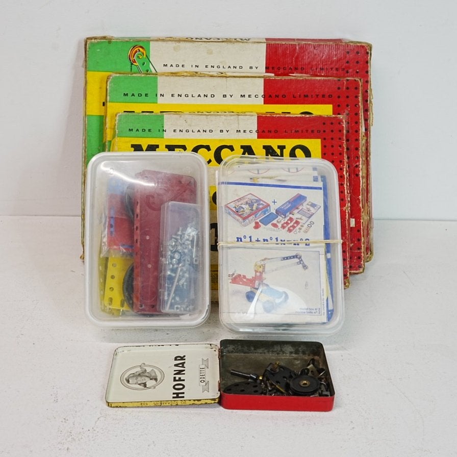 Vintage Meccano Bouwdozen - Set van 4 dozen en 2 x losse., Ophalen of Verzenden, Zo goed als nieuw