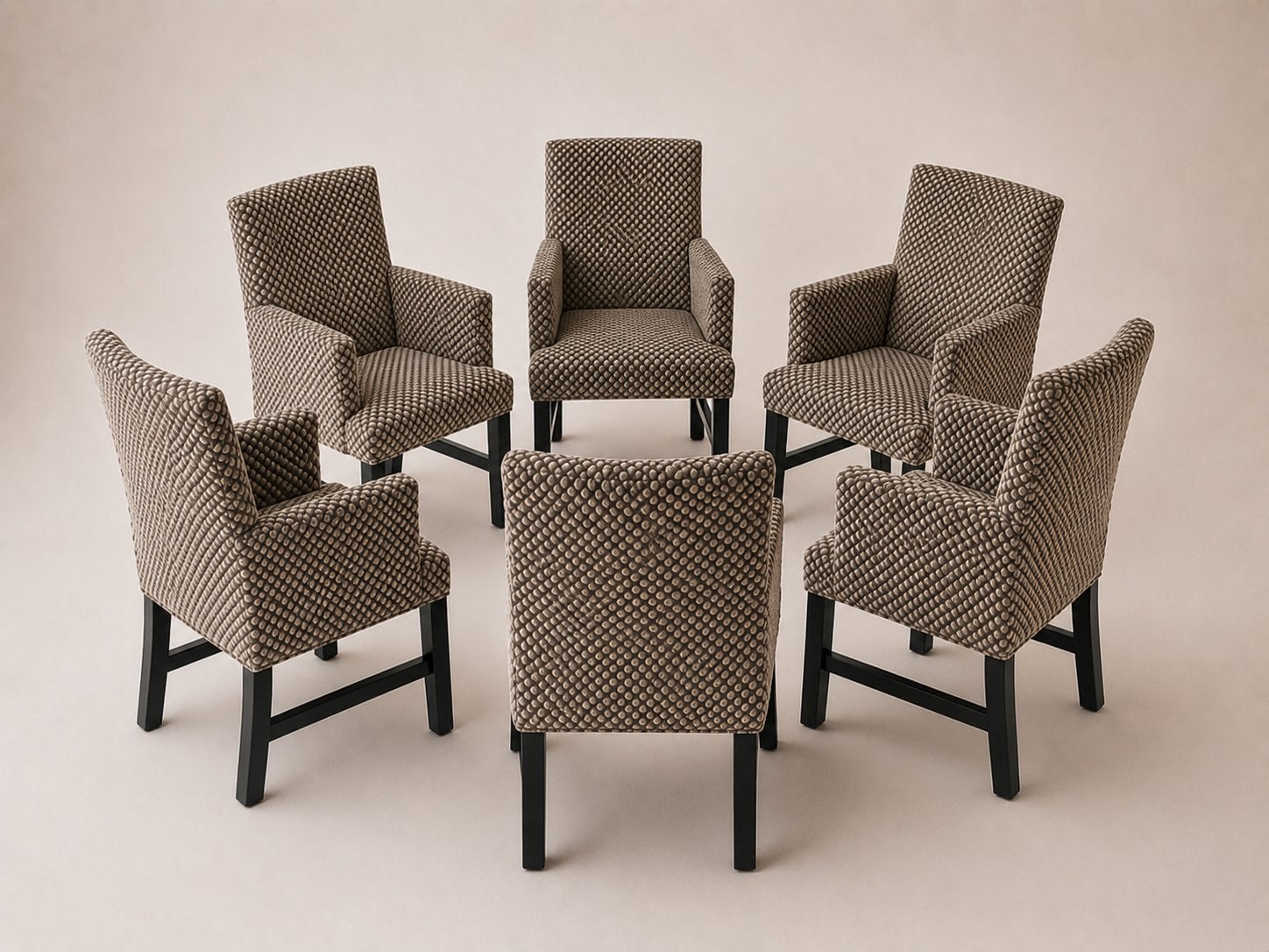 Set van 6 originele Keijser & Co Eetkamerfauteuils | Taupe, Huis en Inrichting, Stoelen, Ophalen of Verzenden, Zo goed als nieuw