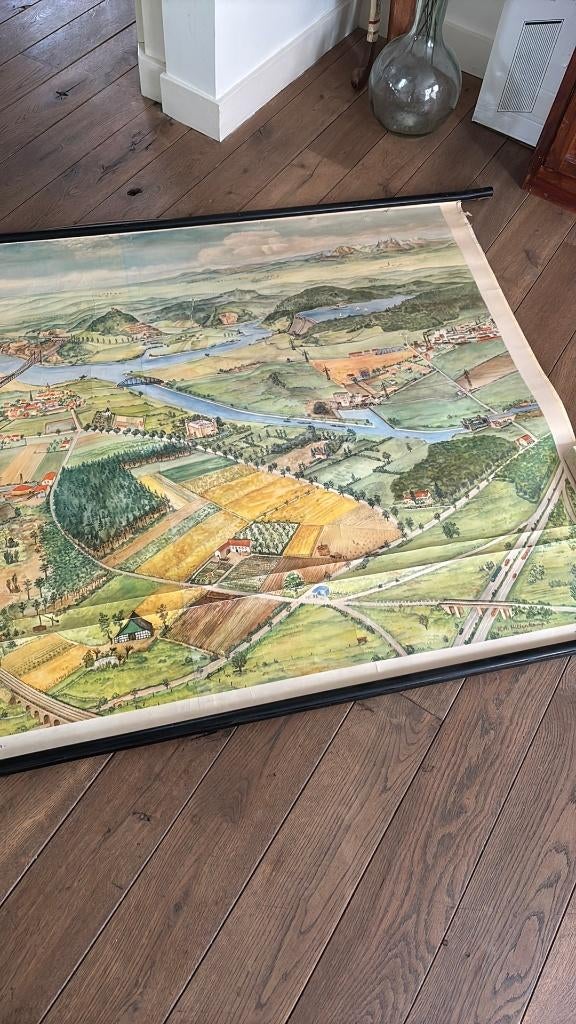 Schoolplaat voor geografisch onderricht, Antiek en Kunst, Antiek | Schoolplaten, Aardrijkskunde, Ophalen of Verzenden