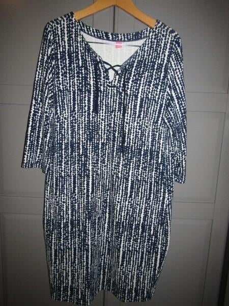 G733 Kyra & Ko mt XL jurk donkerblauw wit jogging model Juul, Kleding | Dames, Blauw, Maat 46/48 (XL) of groter, Ophalen of Verzenden
