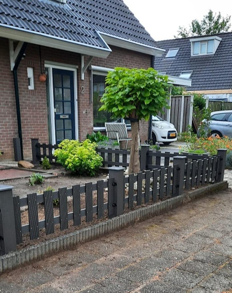 Tuinhek van composiet 60 cm hoog, duurzaam en onderhoudsarm, Tuin en Terras, Met poort, Kunststof, Dieselstraat 8, Nieuw