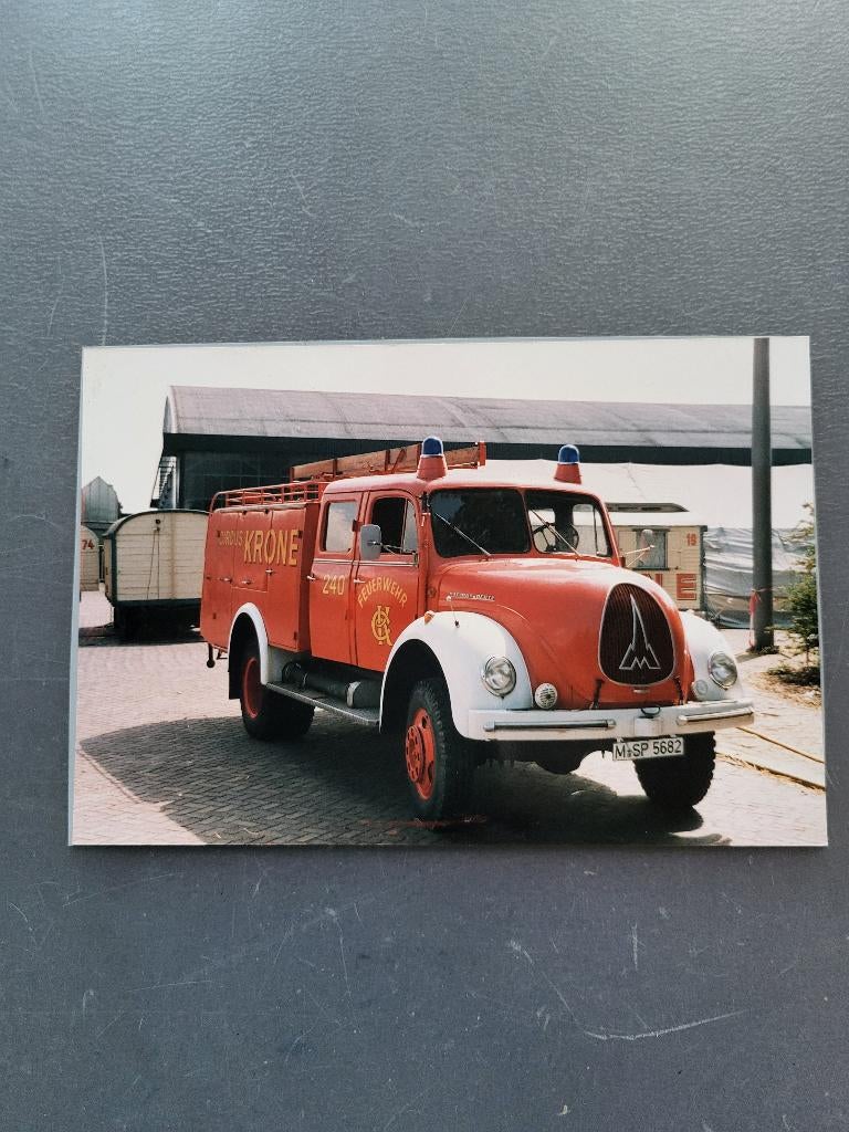 Circus/ fotokaart brandweerwagen van het Circus Krone., Ophalen of Verzenden, Gebruikt