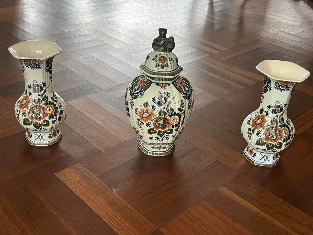 Delft polychroom kaststel 3-delig, Ophalen of Verzenden