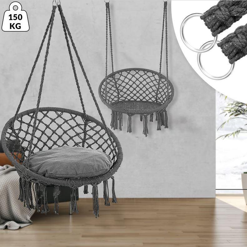 Hangstoel swing antraciet 80x60x140cm GRATIS BEZORGD!, Huis en Inrichting, Stoelen, Overige kleuren, Verzenden, Overige materialen
