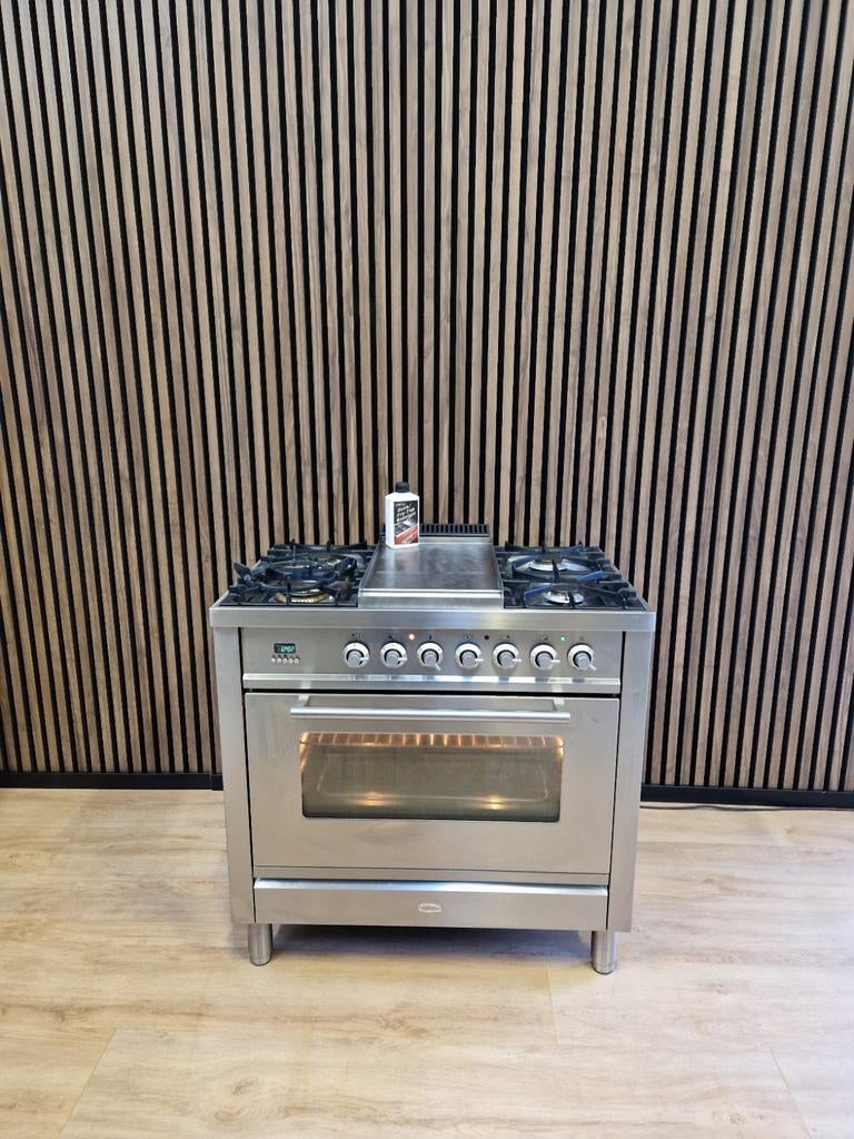 Luxe Rvs 5-pits Boretti Fornuis + Fry-top (Gratis bezorgen), 5258sh, 60 cm of meer, Ophalen of Verzenden, Zo goed als nieuw
