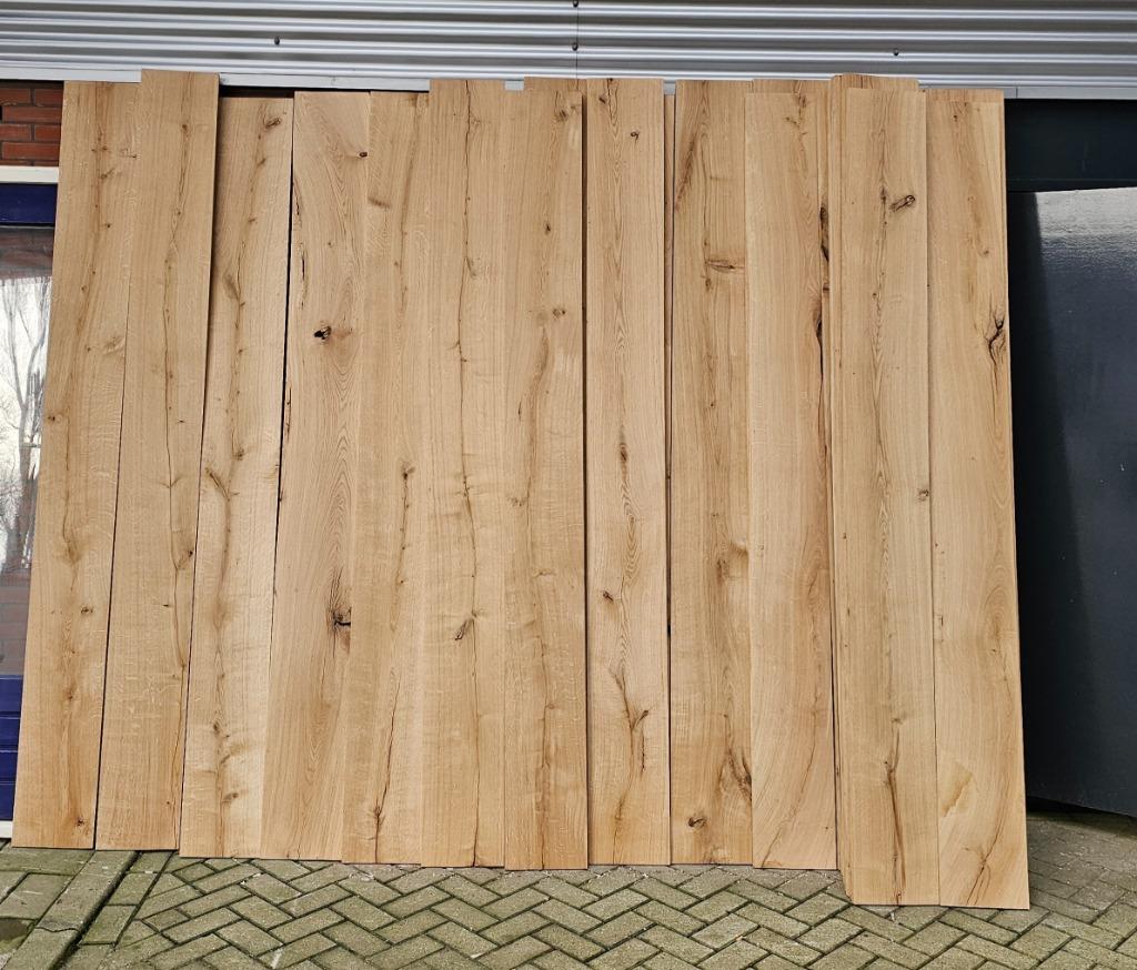 Gedroogde en Geschaafde Eiken Planken 22mm Dik 26cm Breed, Doe-het-zelf en Verbouw, Hout en Planken, Ophalen, Minder dan 25 mm