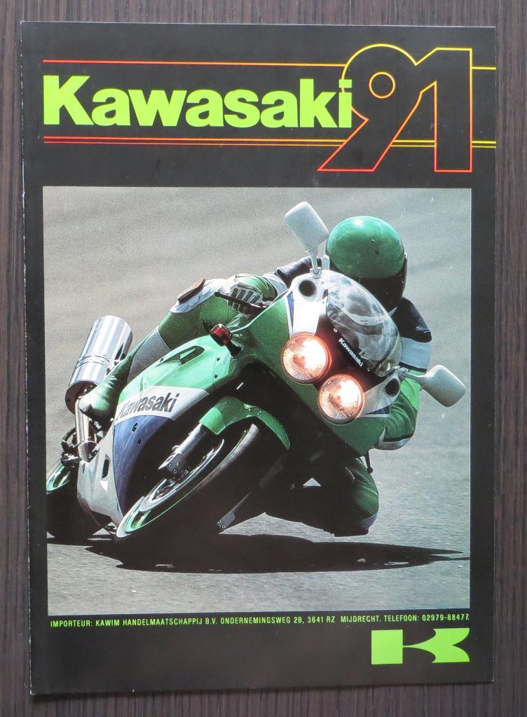 Folder Kawasaki 1991 Modelprogramma (Nederlands), Verzenden, Kawasaki