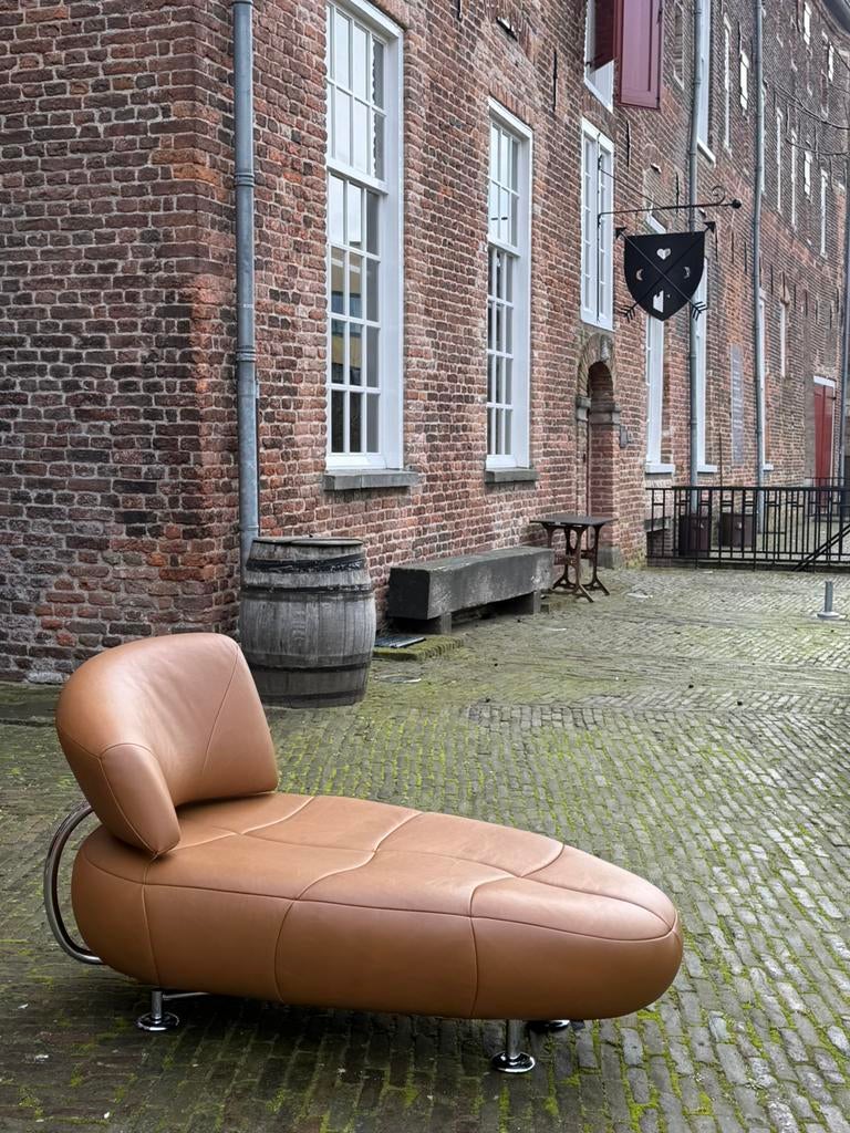 Leolux Kikko fauteuil/ chaise longue showmodel Noli leer, Ophalen, Nieuw, 75 tot 100 cm, Leer