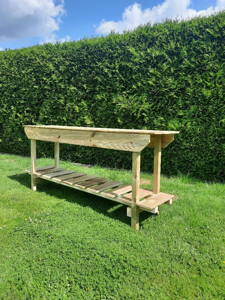 Zelfgemaakte bloemtafel, Ophalen, Nieuw, Rechthoekig, Hout