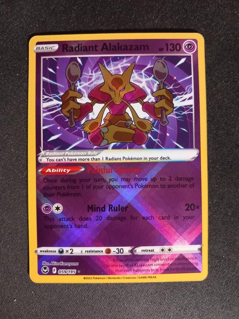 Radiant Alakazam 059/195 Silver Tempest Ultra Rare NM, Verzenden, Zo goed als nieuw, Losse kaart, Foil