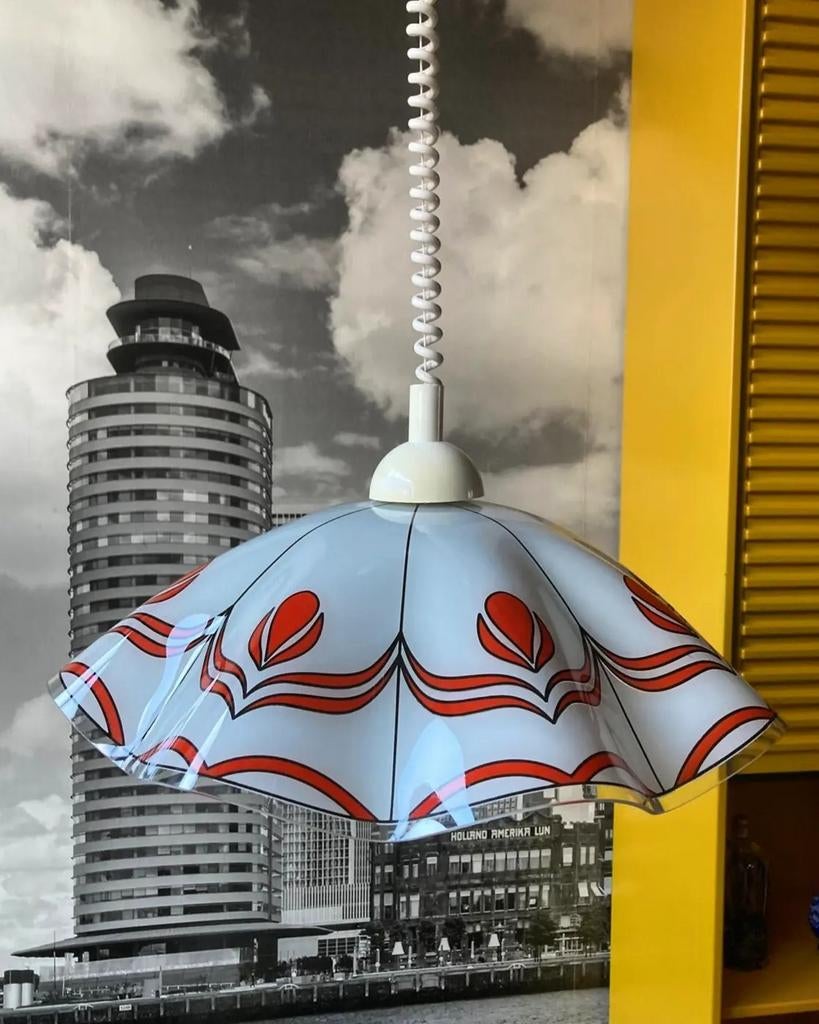 Vintage hanglamp glas, Huis en Inrichting, Lampen | Hanglampen, Ophalen, Minder dan 50 cm, Retro, Glas