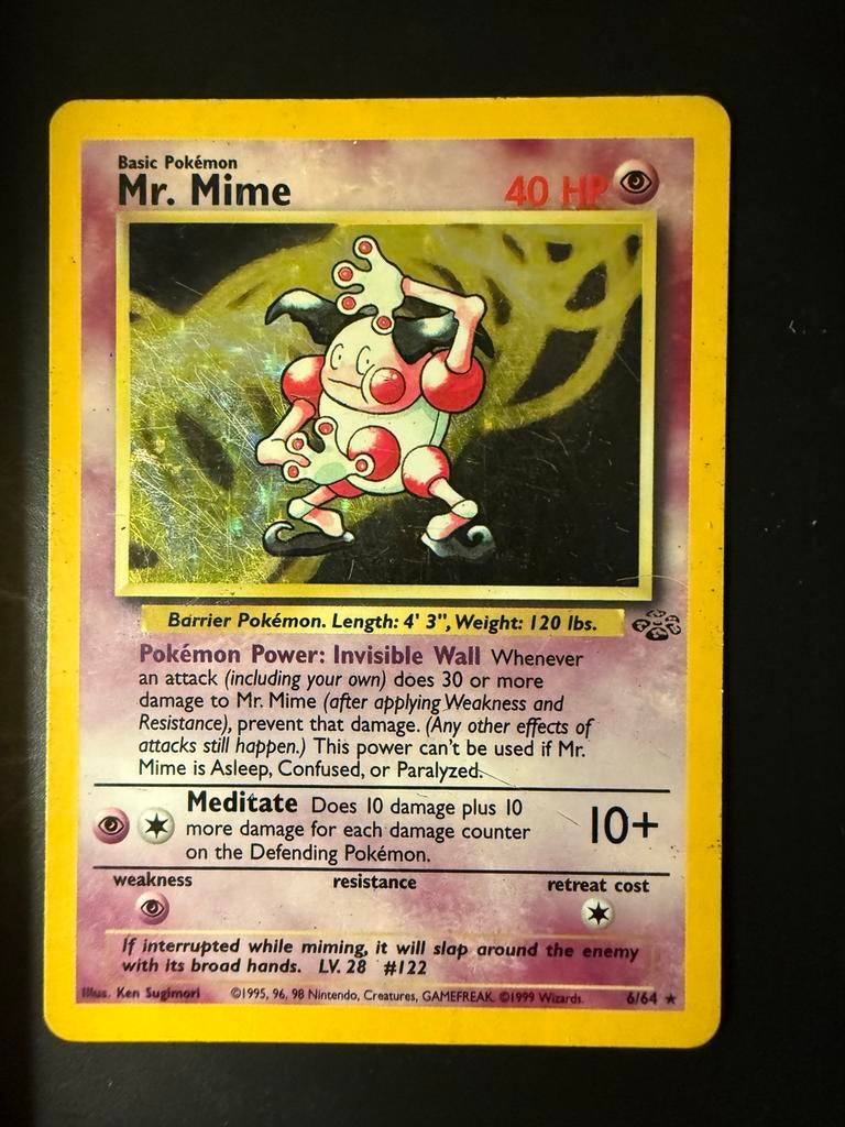 Mr. Mime 6/64 Holo - Pokémon Jungle, Hobby en Vrije tijd, Verzamelkaartspellen | Pokémon, Ophalen of Verzenden, Gebruikt, Losse kaart