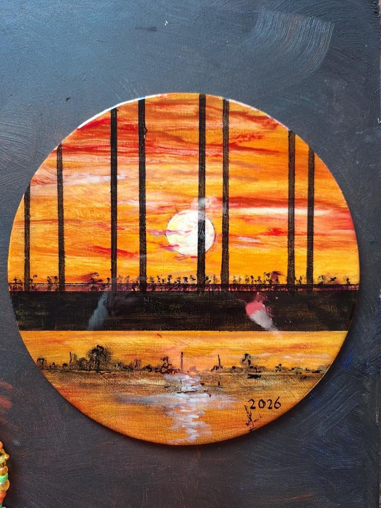 Schilderij Nijmegen Brug over de Waal, Antiek en Kunst, Ophalen of Verzenden