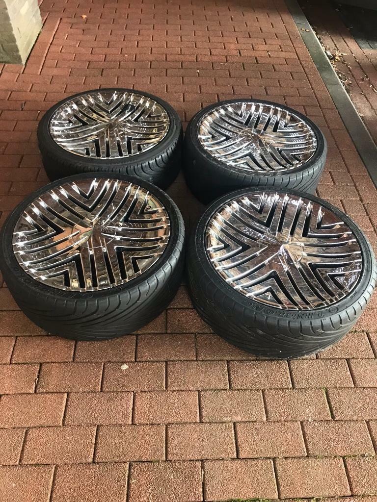 20 inch chrome velgen steek 5x112 met 245/35/20 banden, Ophalen, 245 mm, Banden en Velgen, 20 inch
