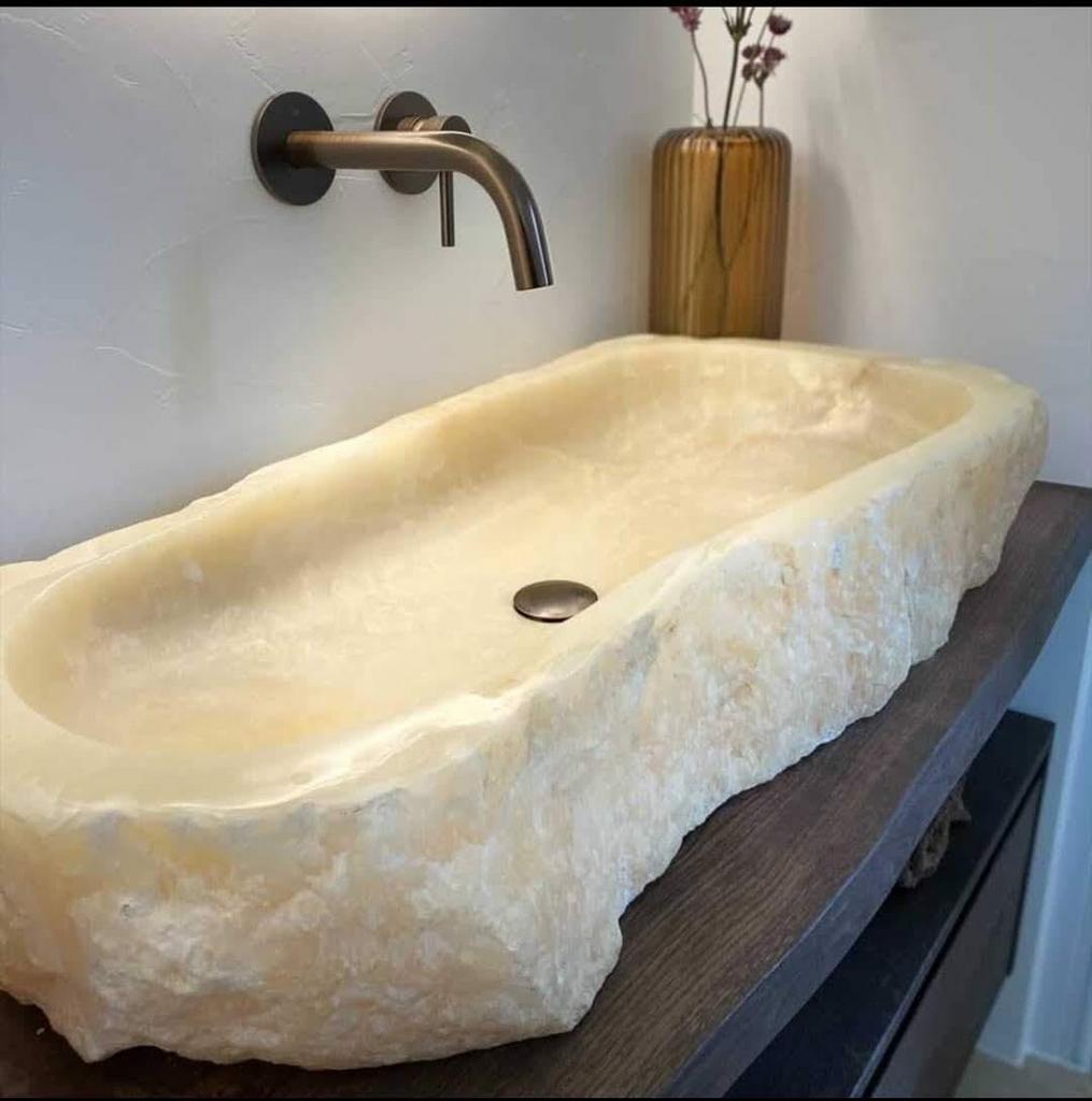 ONYX | ONIX | NATUURSTEEN I WASKOM l WASBAK | NU €199,-, Ophalen, 100 tot 150 cm, Nieuw, Minder dan 100 cm