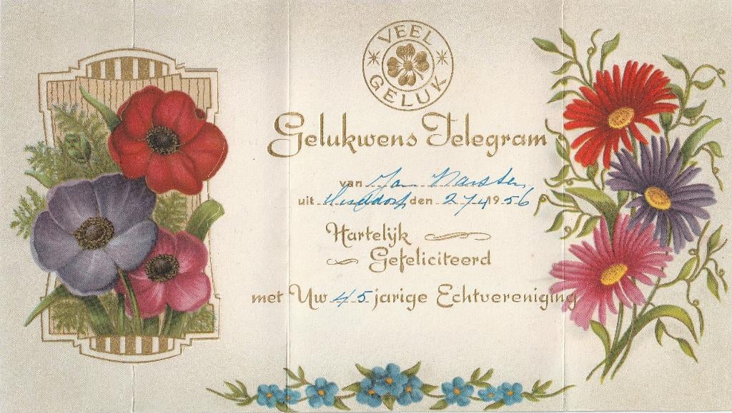GELUKS TELEGRAM JAREN 50 ZEER MOOIE OUDE KAART KL48, Verzamelen, Ansichtkaarten | Themakaarten, Gelopen, 1940 tot 1960, Feest(dag)