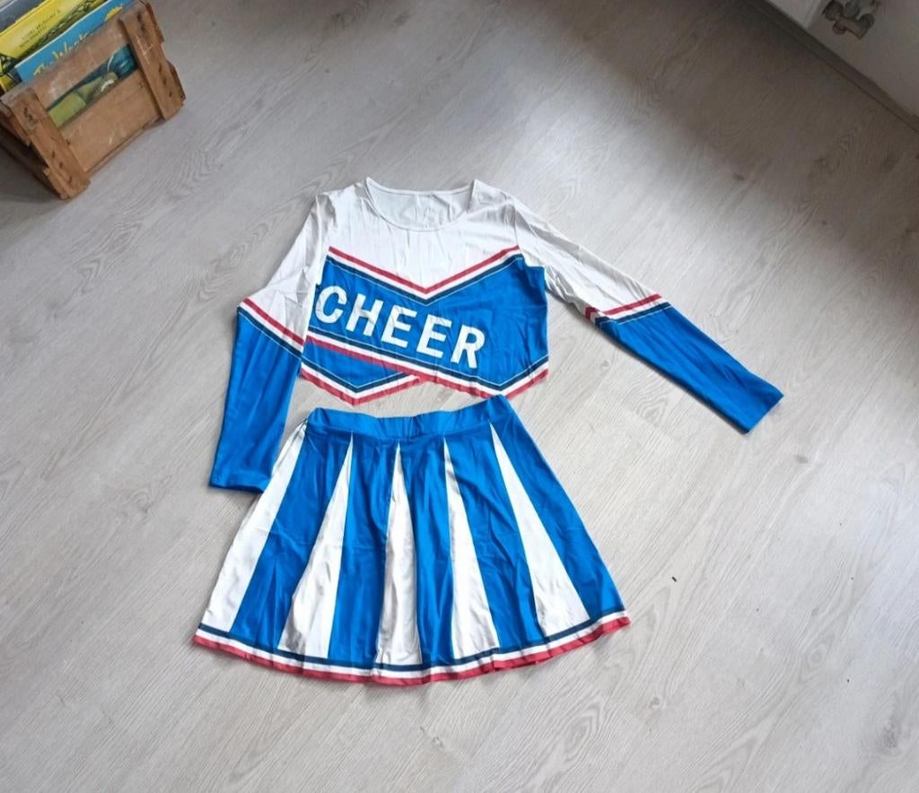 Cheerleader Setje Maat L - Crop Top, Kleding | Dames, Carnavalskleding en Feestkleding, Carnaval, Maat 42/44 (L), Ophalen of Verzenden